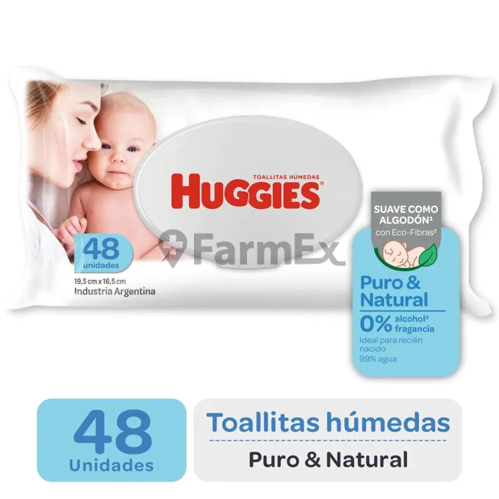 Toallitas Húmedas Huggies "Puro & Natural" x 48 unidades Huggies